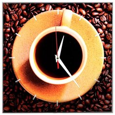 Часы "Кофе", 28х28 см, стеклянные Эврика