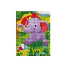 Алмазная мозаика "Слоник с зонтиком", 17х22 см (с подрамником, с полным заполнением) Рыжий кот