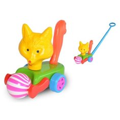 Игрушка-каталка на палочке "Лиса с мячиком" Poltoys