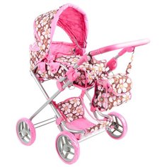 Коляска-трансформер для кукол "Melogo" (розовый/цветы)