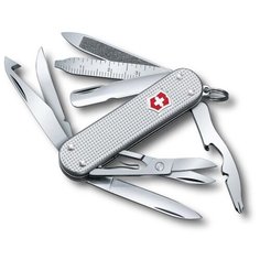 Нож-брелок Victorinox "Mini Champ Alox", 58 мм, 15 функций, алюминиевая рукоять, серебристый