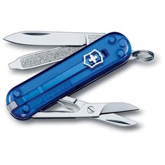 Victorinox. Нож-брелок "Classic SD", 58 мм, 7 функций, полупрозрачный синий
