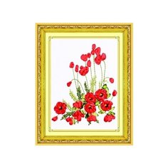 Набор для вышивания лентами "Полевые маки", 38х48 см Рыжий кот