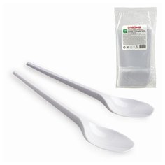 Одноразовые столовые ложки "Лайма. Эталон", 100 штук, пластиковые, 165 мм