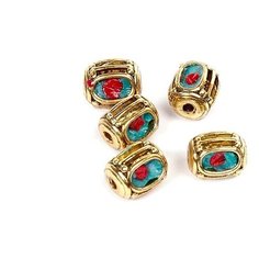 Бусины "Этника" (цвет: оранжевый, бирюза), 8x20 мм, 5 штук Tesoro