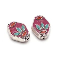 Бусины "Tesoro. Этника", цвет: бордовый, 20х15 мм, 2 штуки