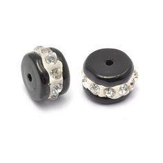 Бусины пластиковые "Tesoro", 11 мм, 1 мм, 2 штуки, цвет: 4 черный (арт. TS.KF-01.4)