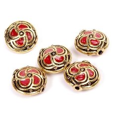 Бусины "Tesoro. Этника", 13 мм, цвет оранжевый, 5 штук, арт. TS-F039