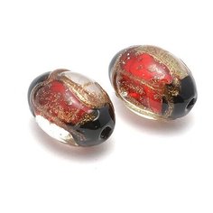 Бусины стеклянные Tesoro "Мурано", 17х12 мм, красный, 2 штуки