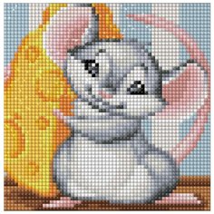 Картина стразами Алмазная живопись "Крыска и сыр", 15x15 см, арт. АЖ-1808