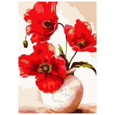 Картина по номерам "Большие маки в вазе", 30х40 см Цветной