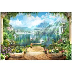 Фотообои/L КоллекцияОзеро с лебедями 400х270 см Divino