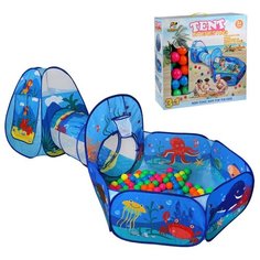 Игровой комплекс Наша Игрушка палатка, туннель, манеж, шарики пластмассовые 100 шт (J1088)
