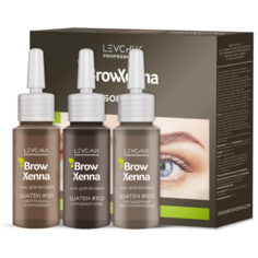 BrowXenna Набор хны для бровей во флаконе 3 шт. шатен