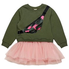 Платье ЁМАЁ размер 116, хаки/розовый