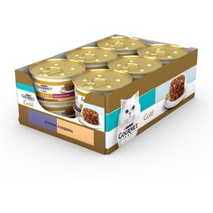 Влажный корм для кошек Gourmet Голд Мясной тортик, с ягненком, с индейкой 12 шт. х 85 г (кусочки в желе)