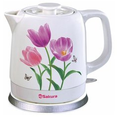 Sakura Чайник электрический SA-2034T 1.5 л. керамический тюльпаны