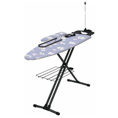 Гладильная доска InHome IN9M моноблок (1220х400 мм), подрукавник, удлинитель, полка для белья, принт "Цветы на сером"