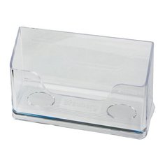 Подставка для визиток настольная BRAUBERG "CONTRACT", на 50 визиток, 100х40х65 мм, прозрачная, 232287