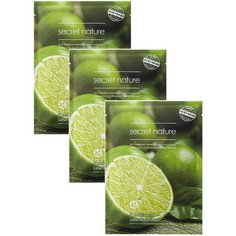 Secret Nature Бодрящая тканевая маска для лица с экстрактом лайма, 25 г, 3 шт.
