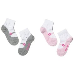 Носки Conte-kids комплект из 2 пар, размер 14, белый/серый/светло-розовый