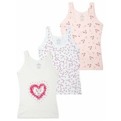 Майка BAYKAR 3 шт., размер 146/152, белый/молочный/розовый