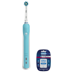 Электрическая зубная щетка Oral-B Pro 520 Cross Action + зубная нить Pro-Expert, белый/голубой