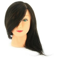 Голова-манекен учебная "Брюнетка", для парикмахеров, натуральные волосы 30-40 см Dewal