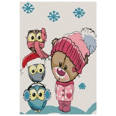 Картина по номерам "Медвежонок с совятами", 20x30 см Котеин