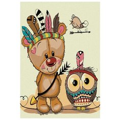 Картина по номерам "Медвежонок-индеец", 20x30 см Котеин