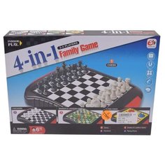 Набор настольных игр Наша Игрушка 4 в 1, магнитное игровое поле с лотками 27,5*23,5 см, 2 шт, шахматы, шашки, фишки, кость (S4402-3)