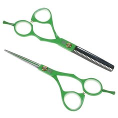 Набор из двух парикмахерских ножниц "Dewal", 5,5", цвет зеленый