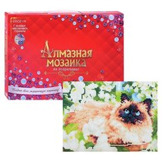 Алмазная мозаика Рыжий кот (классическая) "Сиамская кошечка" c подрамником, с полным заполнением 22*32 см (26 цветов) (AC22075)