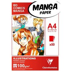 Альбом "Manga" для маркеров, склейка,А4, 50л,100г/м2, обложка комиксы Clairefontaine