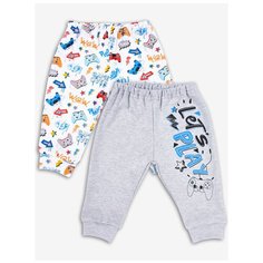 Брюки Веселый Малыш 33320/Киг размер 68, серый/белый/синий