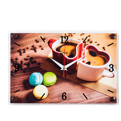 Часы - картина Кофе для двоих, 30х20 см Рубин