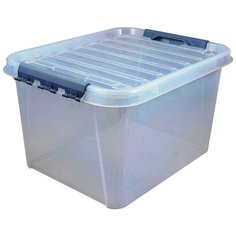 Ящик для хранения с защелками на крышке ПРОФИ Комфорт 36 литров прозрачный Полимербыт