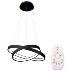 Люстра Лючера luchera потолочная, подвесная светодиодная, Руэдо, Двойное Кольцо, TLRU2-40/50-01, черная, алюминий, 4000К, диаметр 40см, 50см, светильник, с пультом, 48Вт
