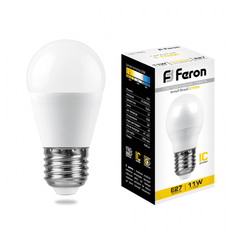 Лампа светодиодная Feron LB-750 Шарик E27 11W 2700K (упаковка 10 шт)