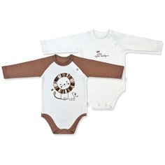 Набор боди LEO (2 шт.) размер 74, экрю/кофейный Лео