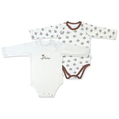 Набор боди LEO (2 шт.) размер 80, экрю/кофейный Лео