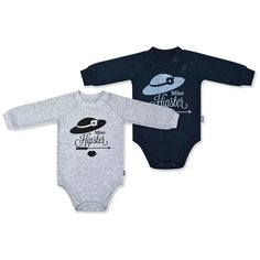 Набор боди LEO (2 шт.) размер 62, серый/синий Лео