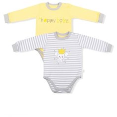 Набор боди LEO (2 шт.) размер 68, серый/желтый Лео