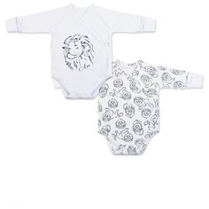 Набор боди LEO (2 шт.) размер 50, белый/синий Лео