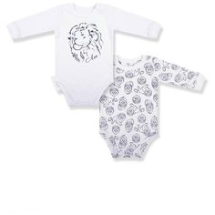 Набор боди LEO (2 шт.) размер 74, белый/синий Лео