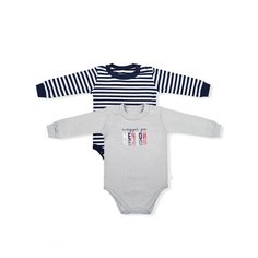 Набор боди LEO (2 шт.) размер 68, серый/синий Лео