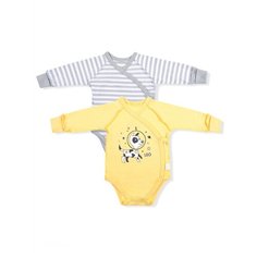 Набор боди LEO (2 шт.) размер 50, желтый/серый Лео