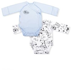 Набор боди LEO (2 шт.) размер 42, голубой/белый Лео