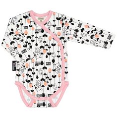 Боди lucky child размер 24 (74-80), белый/черный