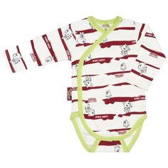 Боди lucky child размер 22 (68-74), молочный/бордовый